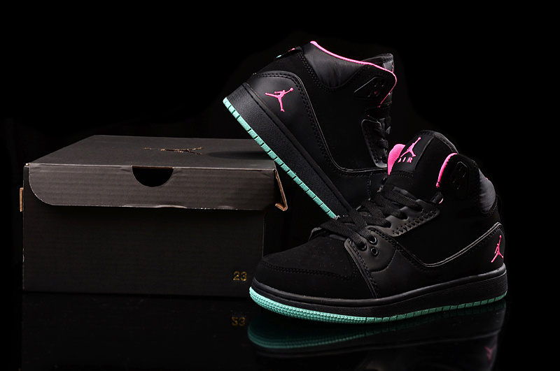 New Women Air Jordan 1 Flight 2 Black Pink Green Shoes