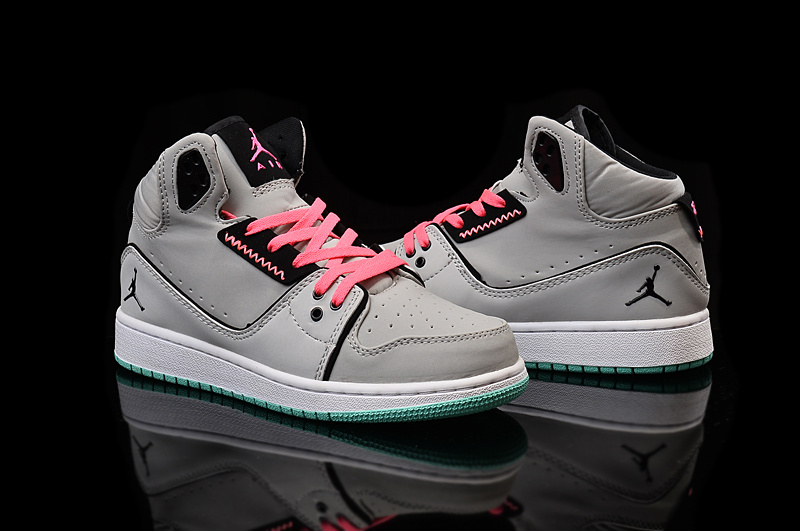 New Women Air Jordan 1 Flight 2 Grey Pink Black Shoes