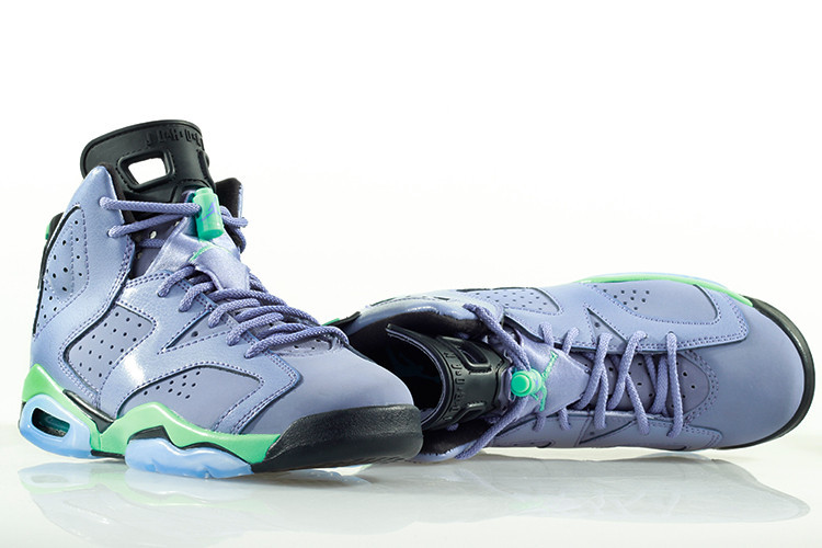 New Women Air Jordan 6 Retro Light Purple Green Black Shoes - Click Image to Close