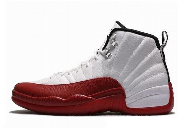 New Jordan 12 Cherry White Red Retro Shoes - Click Image to Close