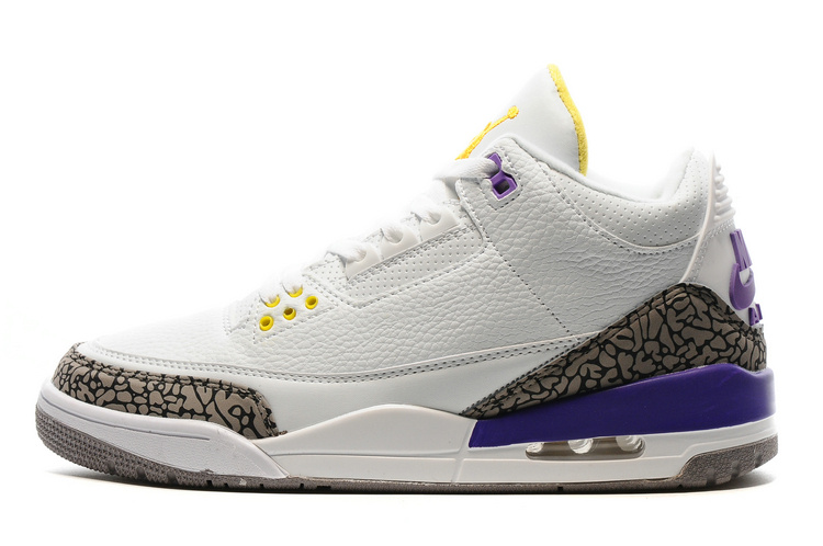 New Air Jordan 3 Retro Kobe White Purple Yellow - Click Image to Close