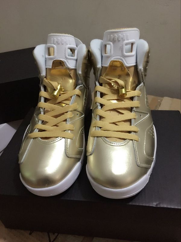 2016 Jordan 6 Retro Gold White Shoes