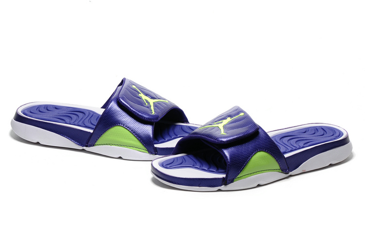 New Air Jordan Hydro IV Retro Blue White Fluorscent Green Sandal - Click Image to Close