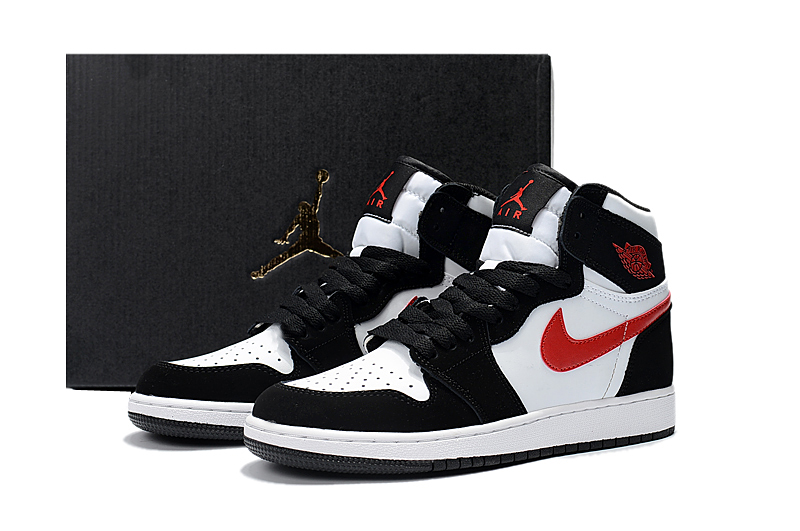 2017 Women Jordan 1 Black White Red Shoes - Click Image to Close