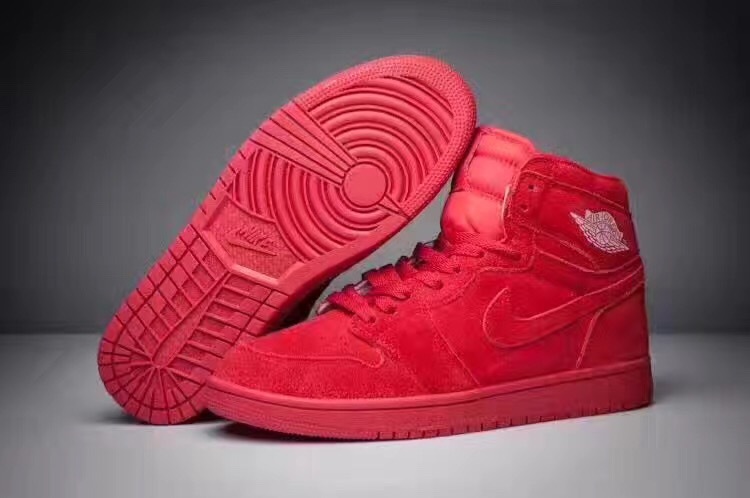 New Jordan 1 Retro Deer Skin All Red Shoes - Click Image to Close