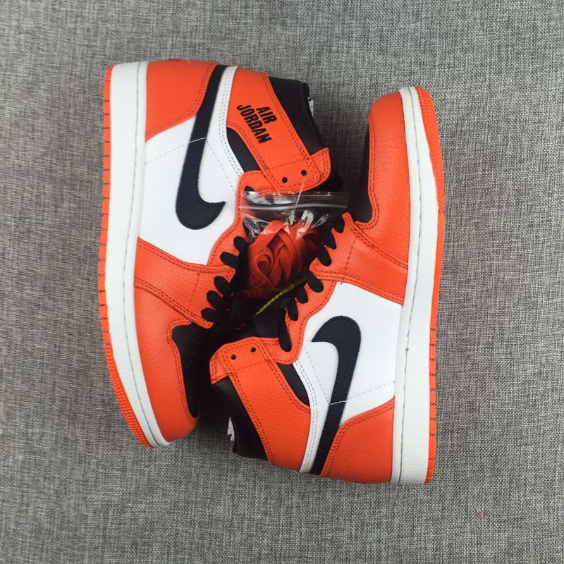 New Jordan 1 Nike Logo 2017 Breast Cancer Orange Black White Shoes - Click Image to Close