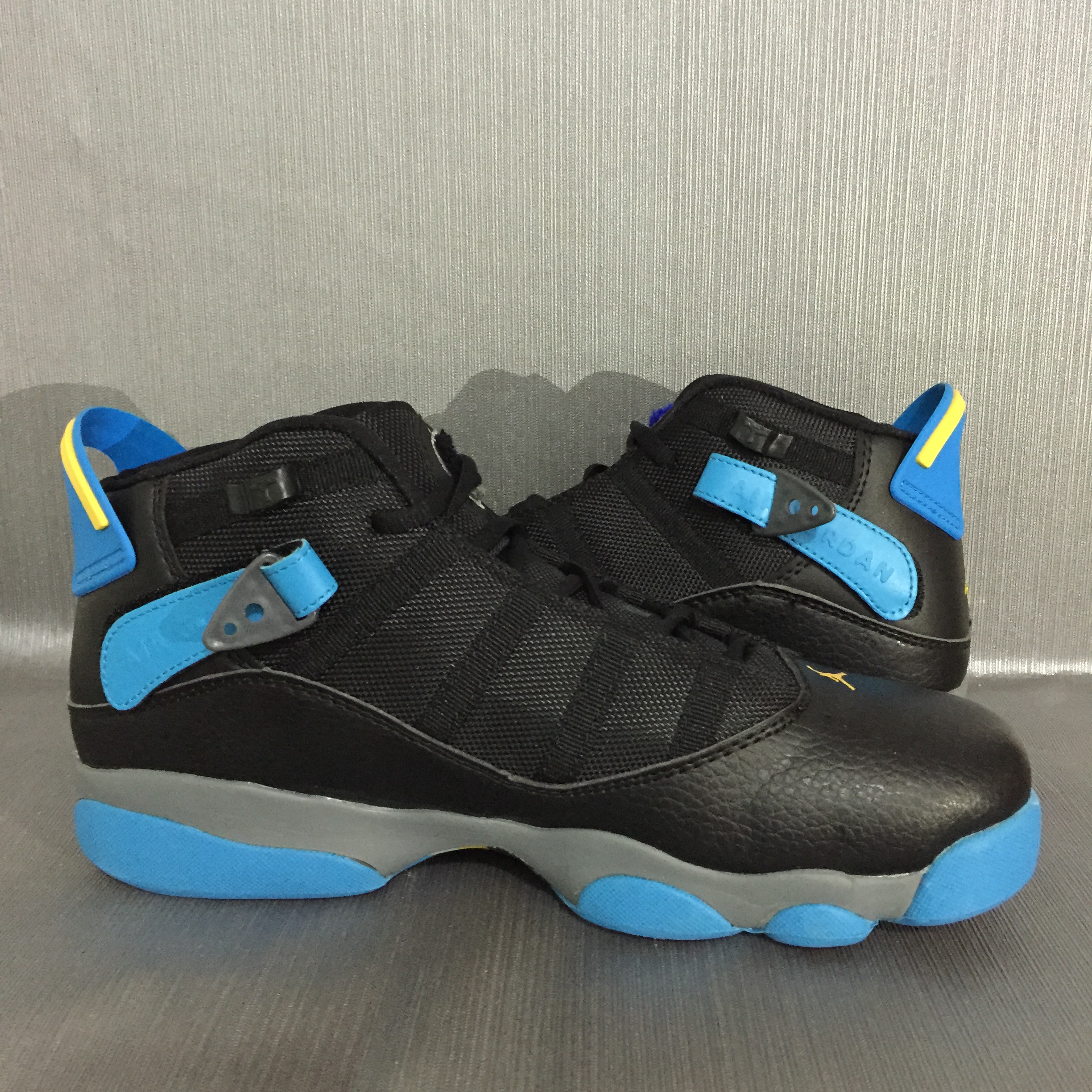 New Jordan 6 Rings Black Blue Yellow Shoes - Click Image to Close