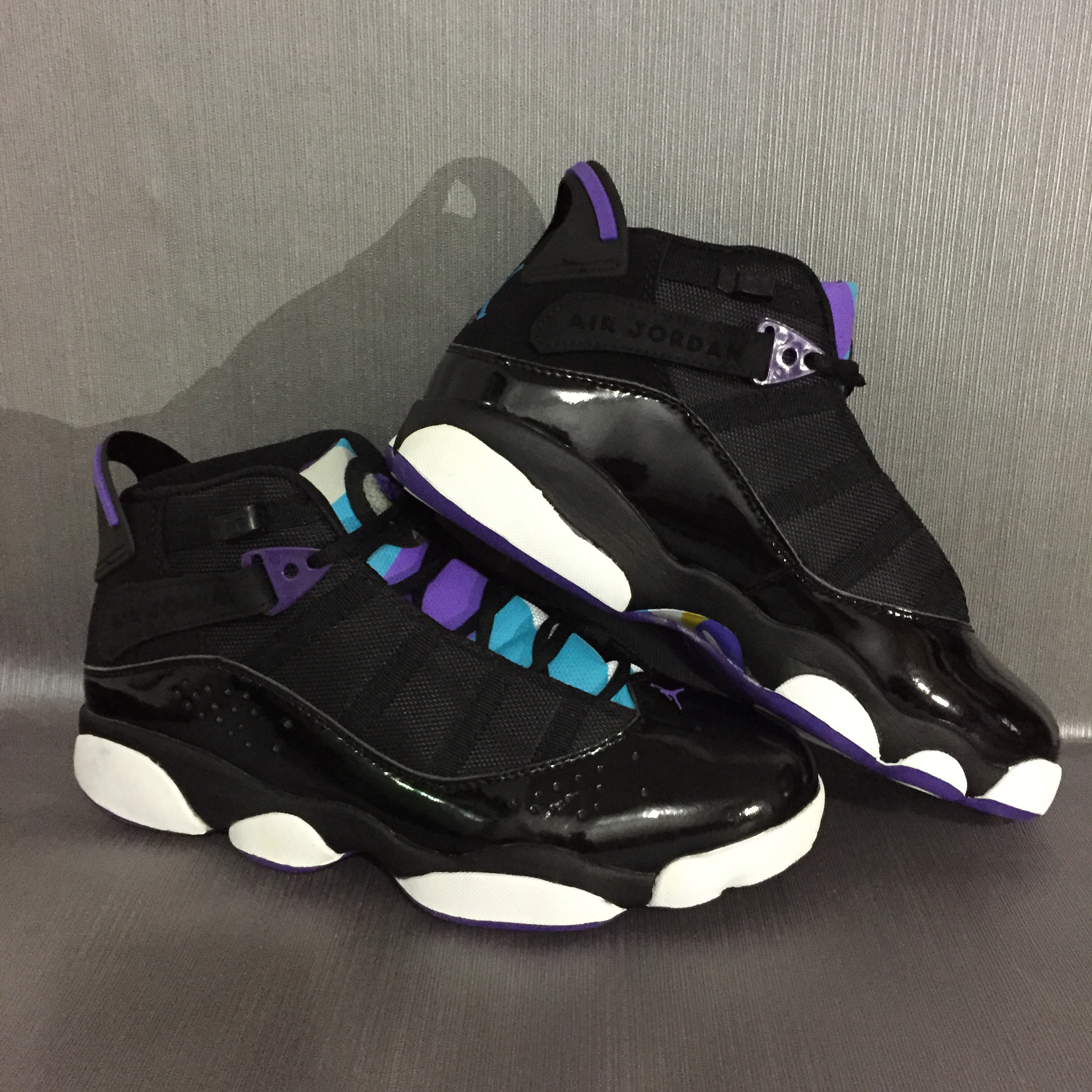 New Jordan 6 Rings Black Purple White Shoes - Click Image to Close