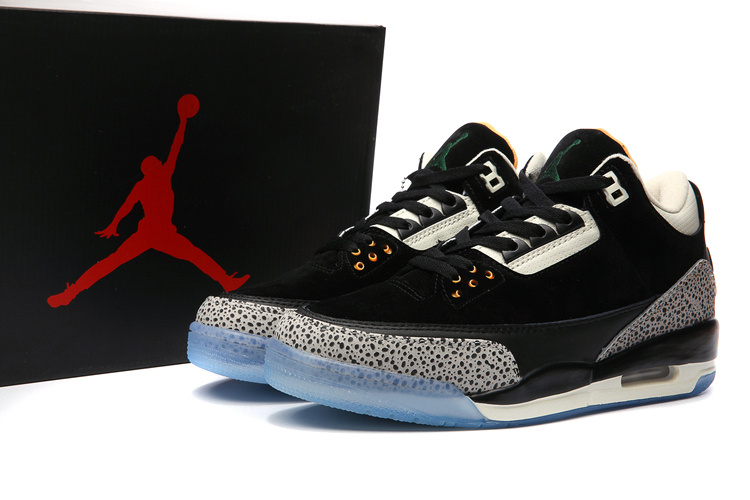 Atmos X Air Jordan 3 Black Grey Blue Shoes