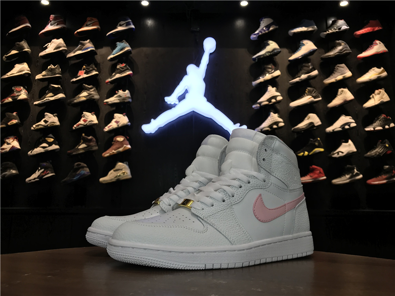 2017 Women Jordan 1 Retro White Pink Shoes