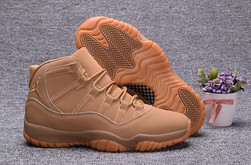 2018 Jordans 11 High Wheat Yellow Shoes