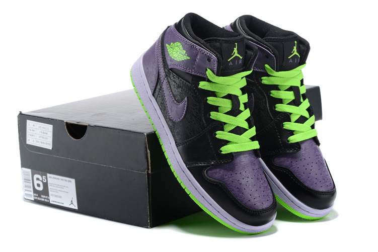 2015 Jordan 1 Retro Clown Black Purple Green Shoes136065 021 - Click Image to Close