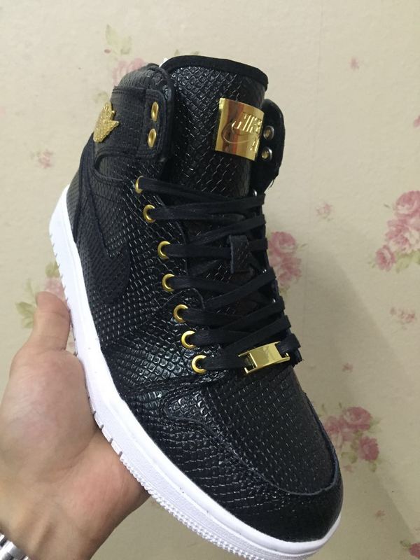 2015 Air Jordan 1 24K Black Gold Shoes - Click Image to Close