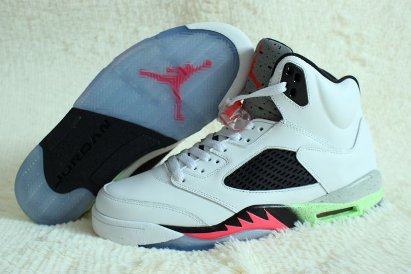 Latest 2015 Air Jordan 5 Retro Venomenon White Black Fire Red Green Shoes - Click Image to Close