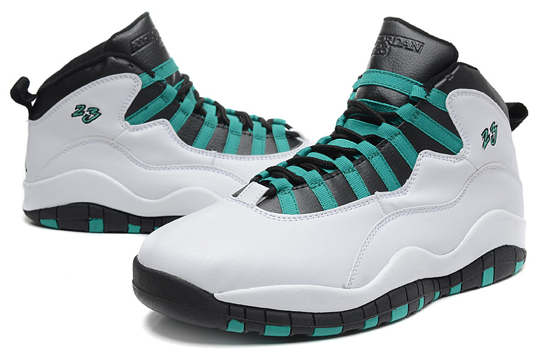 Latest 2015 Air Jordan 10 Retro White Green Black Shoes