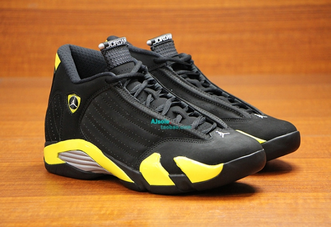 Latest 2015 Jordan 14 Shoes Thunder Edition Black Yellow - Click Image to Close