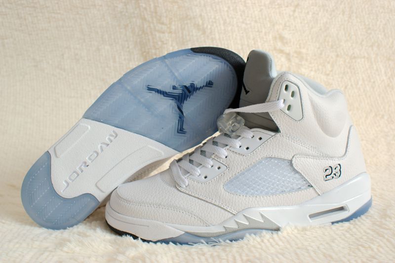 Air Jordan 5 Retro White Silver Shoes - Click Image to Close