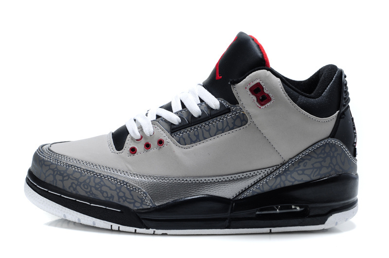 Women Air Jordan 3 Retro Grey Black Red Shoes