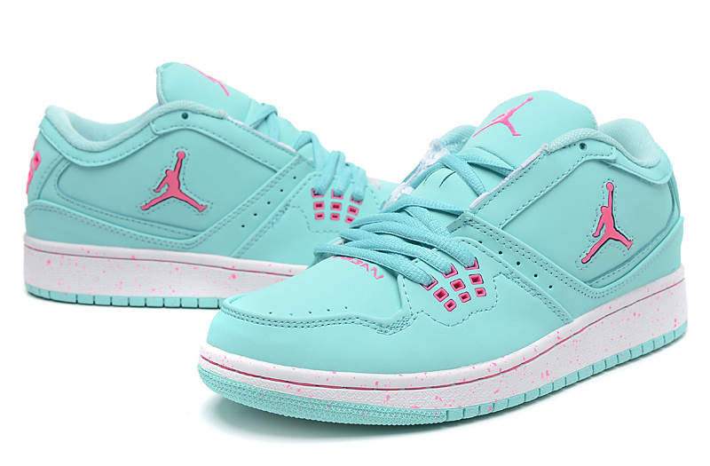 Women Air Jordan 1 Flight Low Baby Green Pink Shoes - Click Image to Close