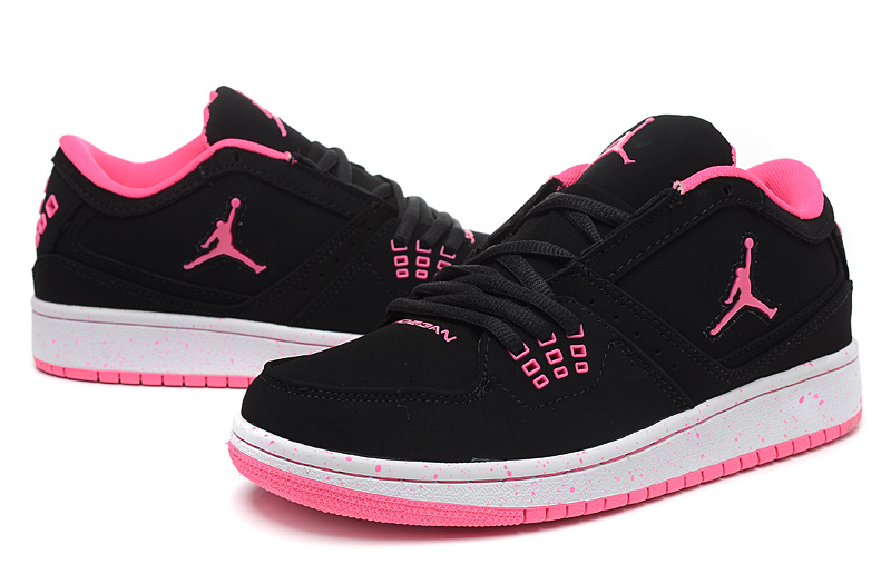 Women Air Jordan 1 Flight Low Black Pink Shoes