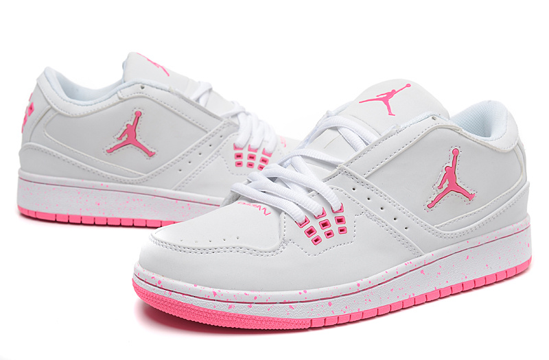 Women Air Jordan 1 Flight Low White Pink Shoes - Click Image to Close