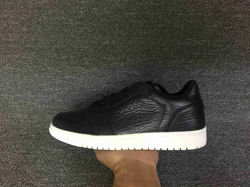 2016 Jordan 1 Retro Low No Swoosh Black White Shoes