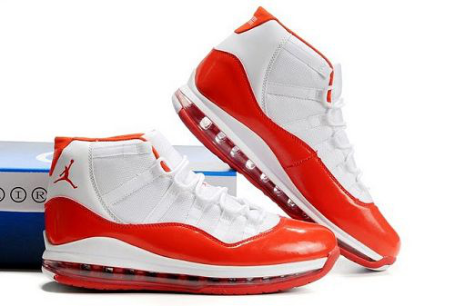 Air Cushion Jordan 11 White Orange Shoes - Click Image to Close