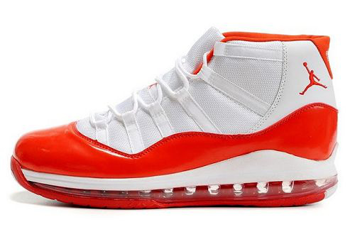 Air Cushion Jordan 11 White Orange Shoes - Click Image to Close