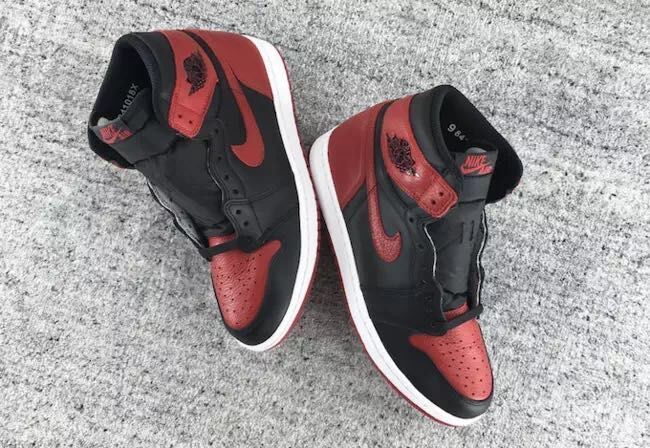 2016 Jordan 1 Retro Ban Black Red Shoes