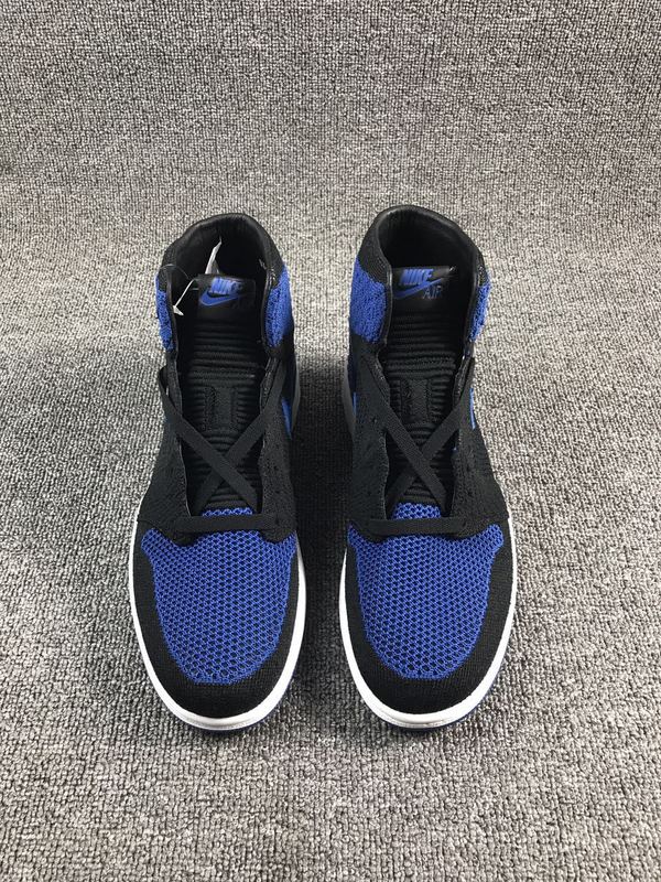 2017 Jordan 1 Flyknit Black Blue Shoes