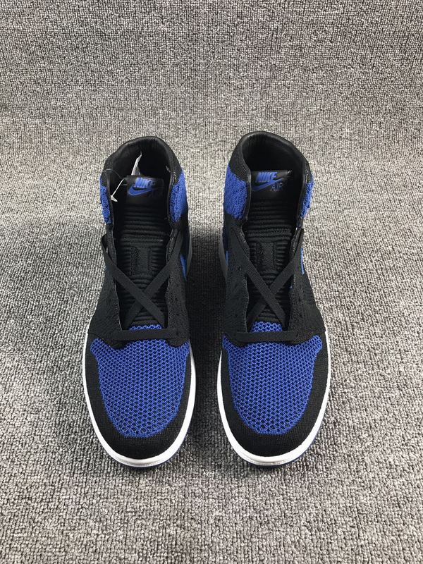 2017 Jordan 1 Flyknit Black Blue Shoes - Click Image to Close