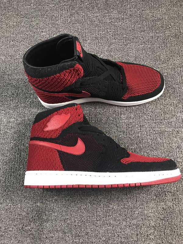 2017 Jordan 1 Flyknit Red Black Shoes - Click Image to Close