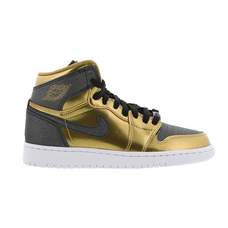 2017 Jordan 1 High GS BHM Black Gold Shoes - Click Image to Close