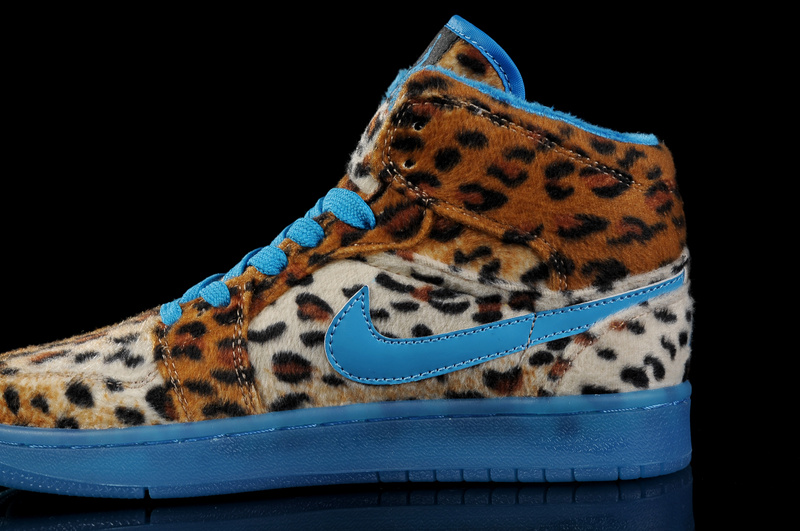 Air Jordan 1 Leopard Blue For Women - Click Image to Close