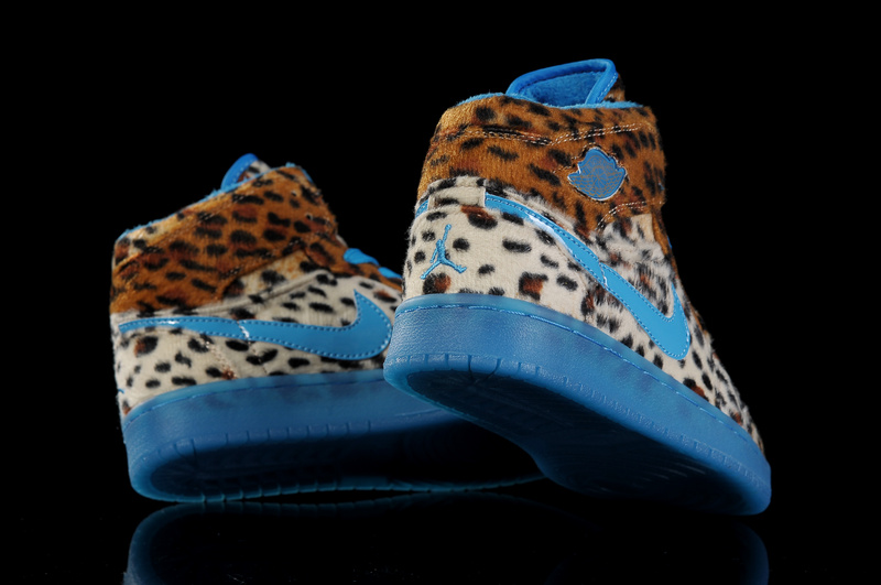 Air Jordan 1 Leopard Blue For Women - Click Image to Close