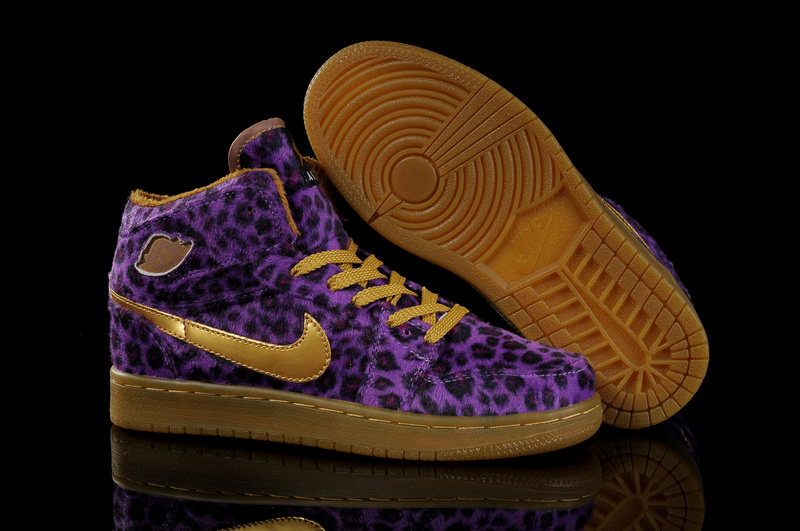 Air Jordan 1 Leopard Purple Brown For Women - Click Image to Close