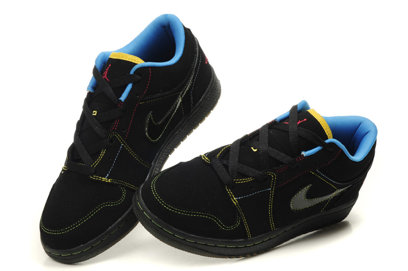 Air Jordan 1 Low Black Blue Shoes