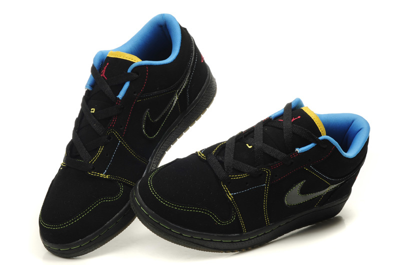 Air Jordan 1 Low Black Blue Shoes - Click Image to Close