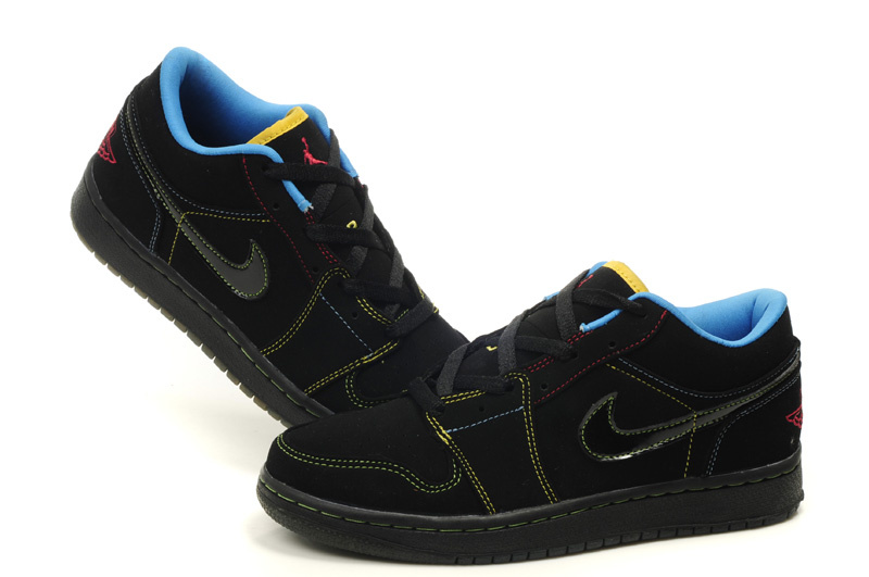 Air Jordan 1 Low Black Blue Shoes - Click Image to Close