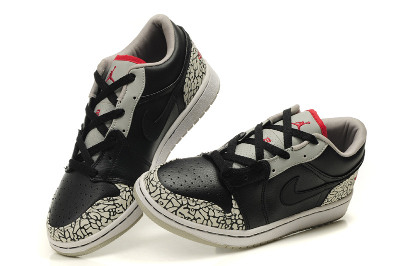 Air Jordan 1 Low Black Grey Cement Shoes