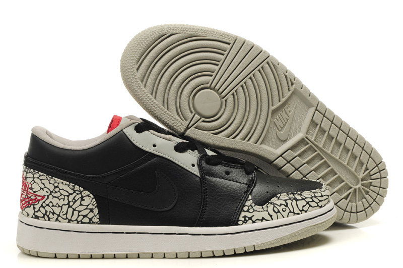 Air Jordan 1 Low Black Grey Cement Shoes