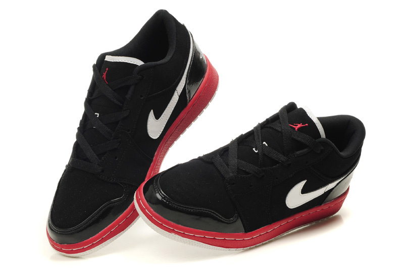 Air Jordan 1 Low Black Red White Shoes - Click Image to Close