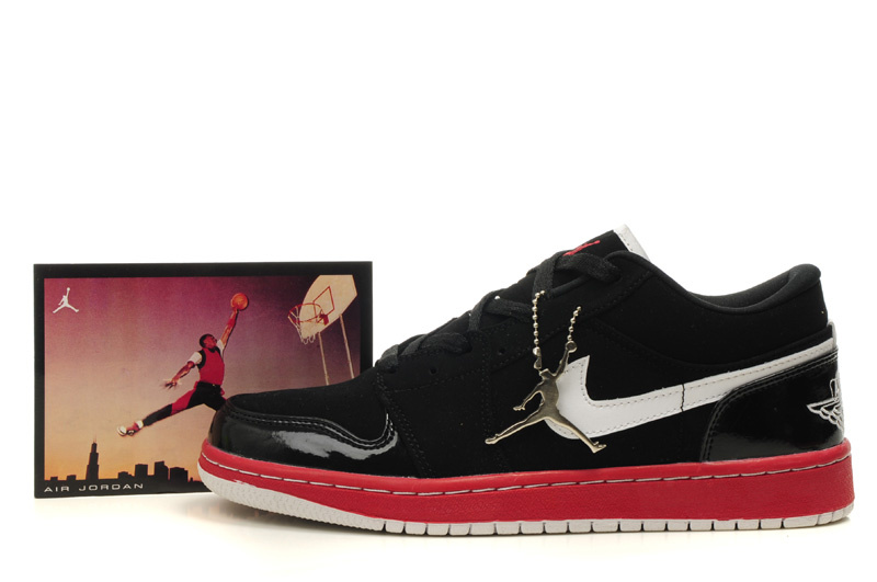 Air Jordan 1 Low Black Red White Shoes