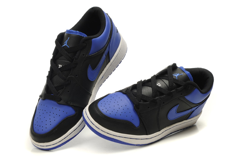 Air Jordan 1 Low Black White Blue Shoes - Click Image to Close