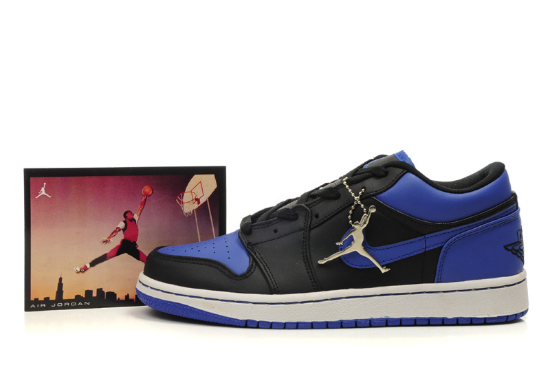 Air Jordan 1 Low Black White Blue Shoes - Click Image to Close