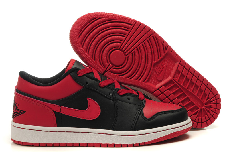 Air Jordan 1 Low Black White Red Shoes - Click Image to Close