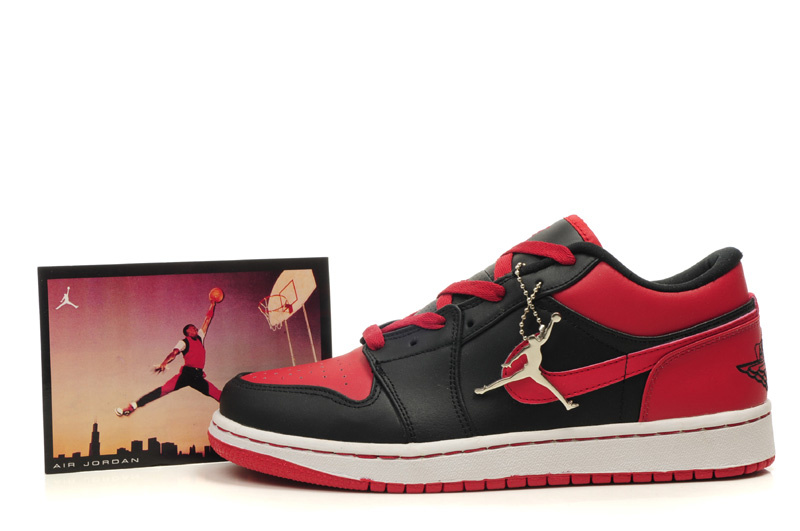 Air Jordan 1 Low Black White Red Shoes - Click Image to Close