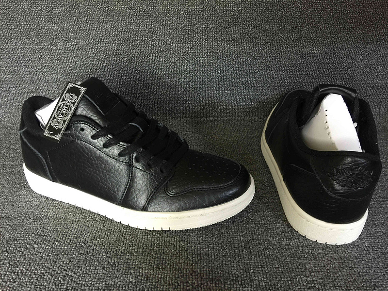 2016 Jordan 1 Low No Swoosh Black White Shoes