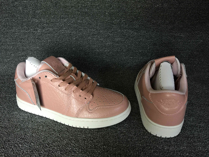 2016 Women Jordan 1 Low No Swoosh Pink White Shoes