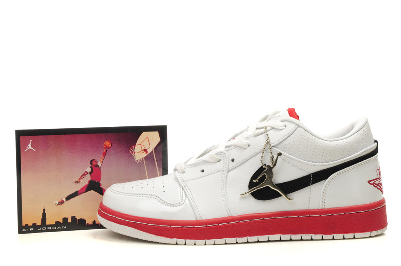 Air Jordan 1 Low White Red Black Shoes - Click Image to Close